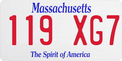 MA license plate 119XG7