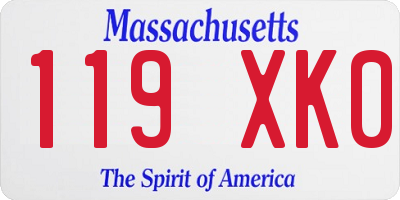 MA license plate 119XK0