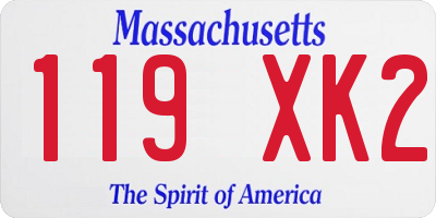 MA license plate 119XK2