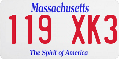 MA license plate 119XK3
