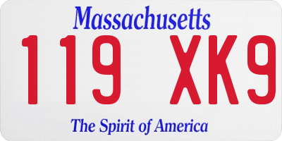 MA license plate 119XK9