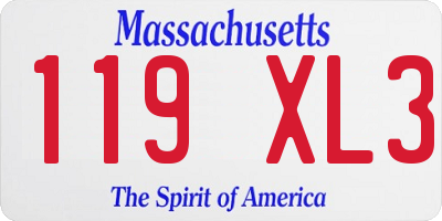 MA license plate 119XL3