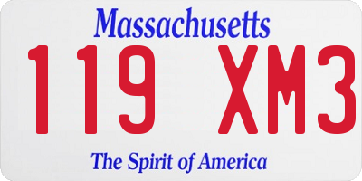 MA license plate 119XM3