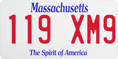 MA license plate 119XM9