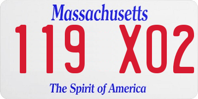 MA license plate 119XO2