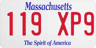 MA license plate 119XP9