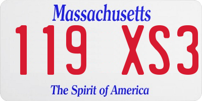 MA license plate 119XS3