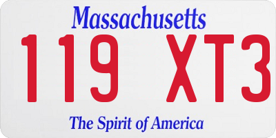 MA license plate 119XT3