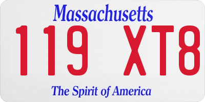 MA license plate 119XT8