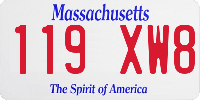 MA license plate 119XW8