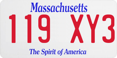 MA license plate 119XY3
