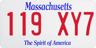 MA license plate 119XY7