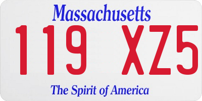 MA license plate 119XZ5