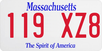 MA license plate 119XZ8