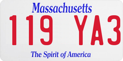 MA license plate 119YA3