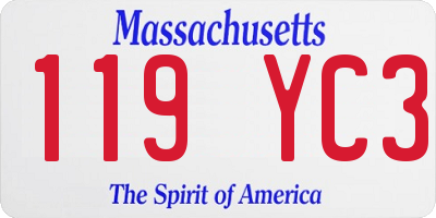MA license plate 119YC3