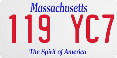 MA license plate 119YC7