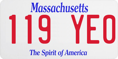 MA license plate 119YE0