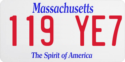 MA license plate 119YE7