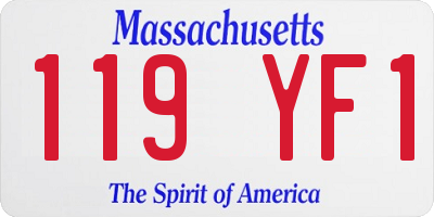 MA license plate 119YF1