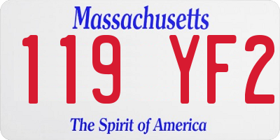 MA license plate 119YF2