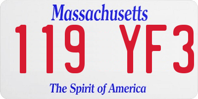 MA license plate 119YF3