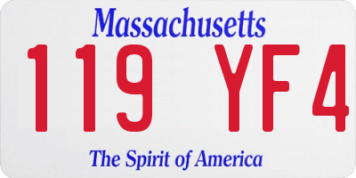 MA license plate 119YF4