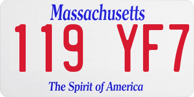 MA license plate 119YF7