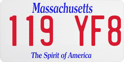 MA license plate 119YF8