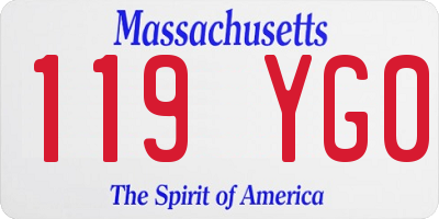 MA license plate 119YG0