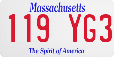 MA license plate 119YG3