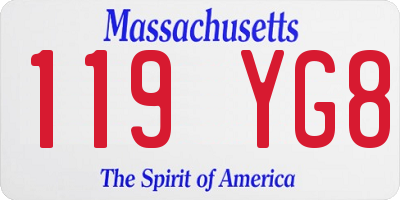 MA license plate 119YG8