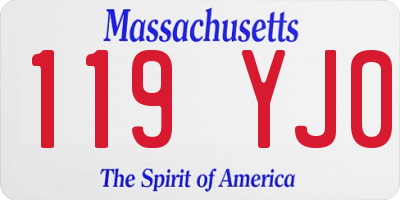 MA license plate 119YJ0