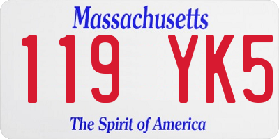 MA license plate 119YK5