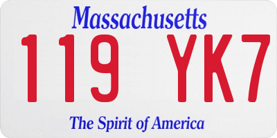 MA license plate 119YK7