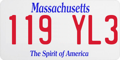 MA license plate 119YL3