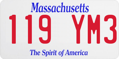 MA license plate 119YM3