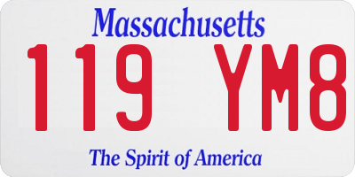 MA license plate 119YM8