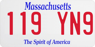 MA license plate 119YN9