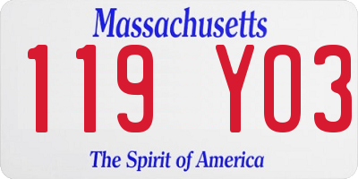 MA license plate 119YO3