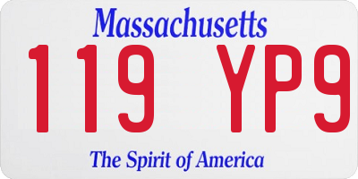 MA license plate 119YP9