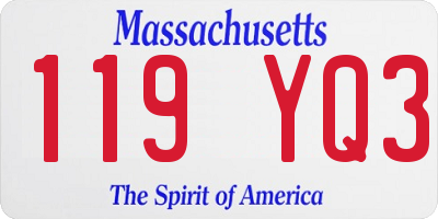 MA license plate 119YQ3