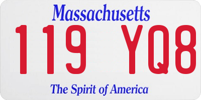 MA license plate 119YQ8