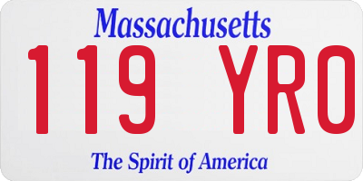 MA license plate 119YR0