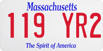 MA license plate 119YR2
