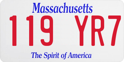 MA license plate 119YR7