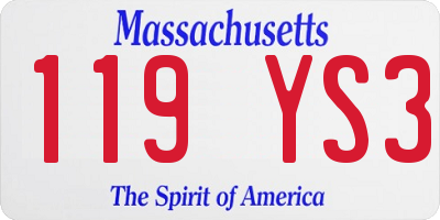 MA license plate 119YS3