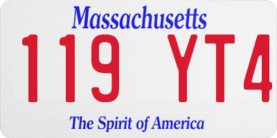 MA license plate 119YT4