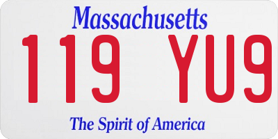 MA license plate 119YU9