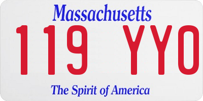 MA license plate 119YY0